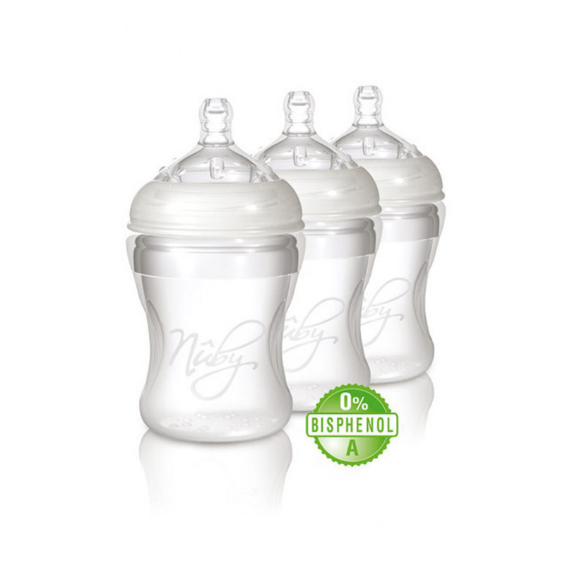 bleek Dinkarville kleinhandel Nûby Natural Touch SoftFlex Silicone Feeding Bottle 210ml (Pack 3pcs) -  Breastfeeding